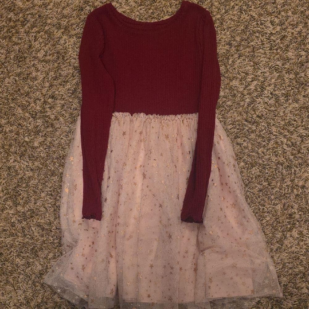Jumping Beans Burgundy and Blush Starry Kids Dress